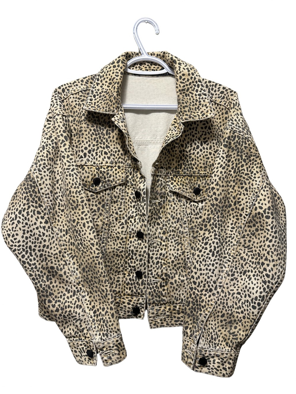 Alexander Wang Game Leopard Print Oversized Denim Jacket